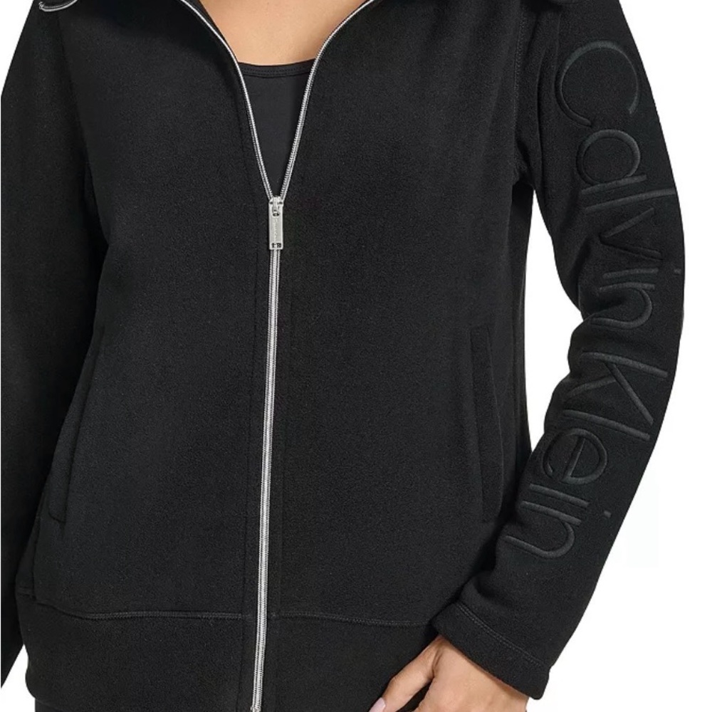 Calvin Klein Black Active Tech Fleece Mock Neck Jacket